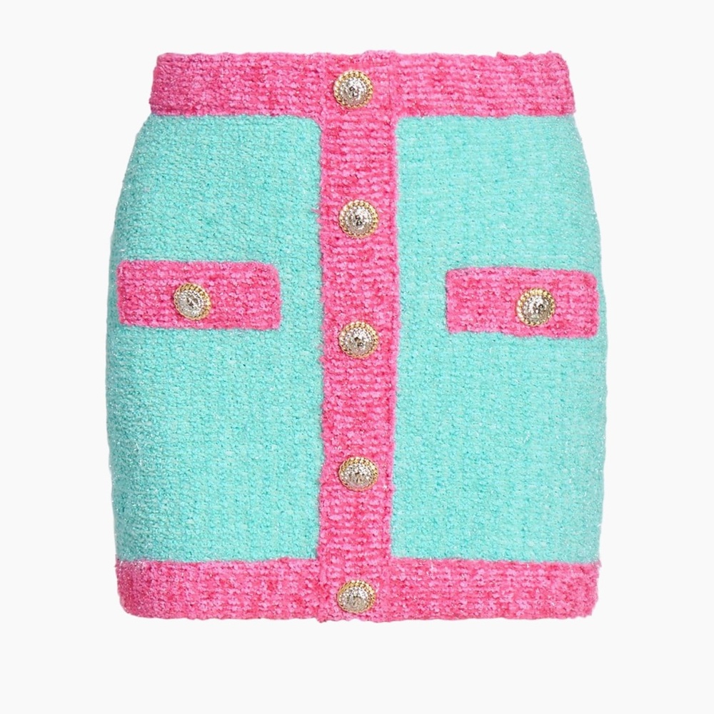 Balmain
Colorblocked Bouclé-Knit Miniskirt